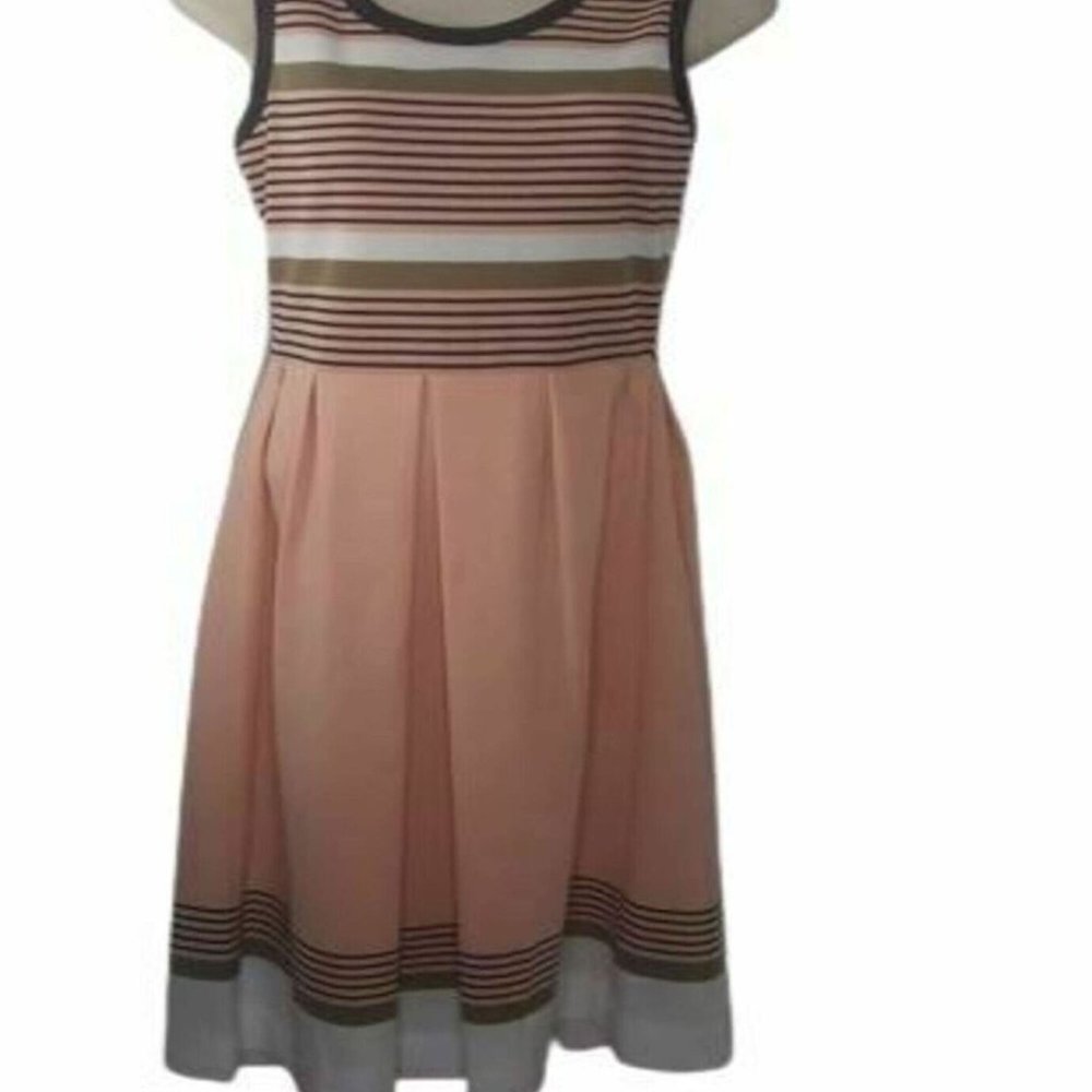 Vintage 1970's Knit Stripe Jacket Dress Peach Multi - Picture 3 of 6